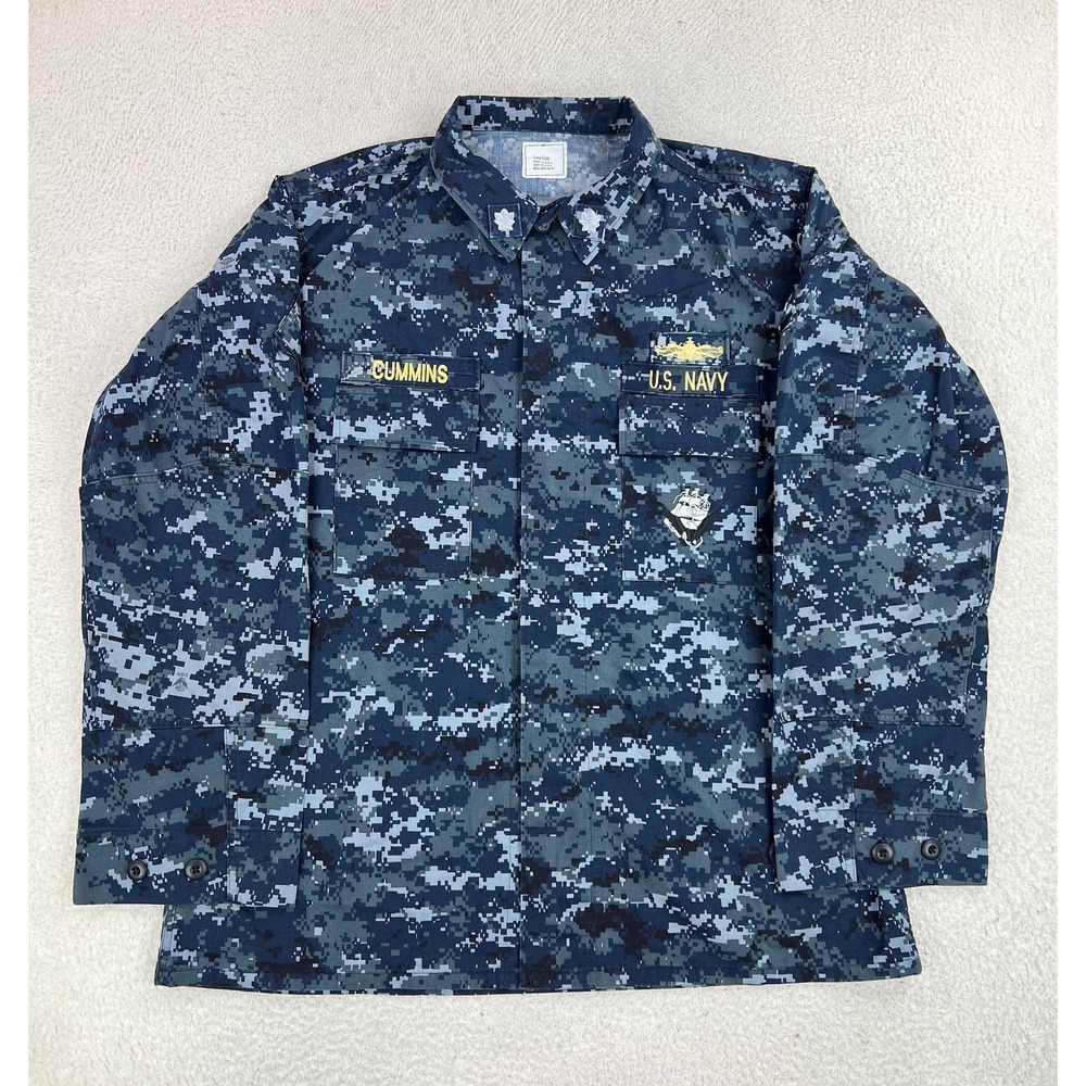 US Navy Jacket Mens XLT Blue Digital Camo Working Blouse Utility NWU Uniform